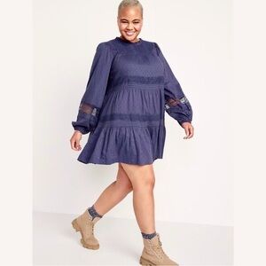 Old Navy Cottagecore Ruffle Detail Balloon Sleeve Mini Dress Sz XL-2X